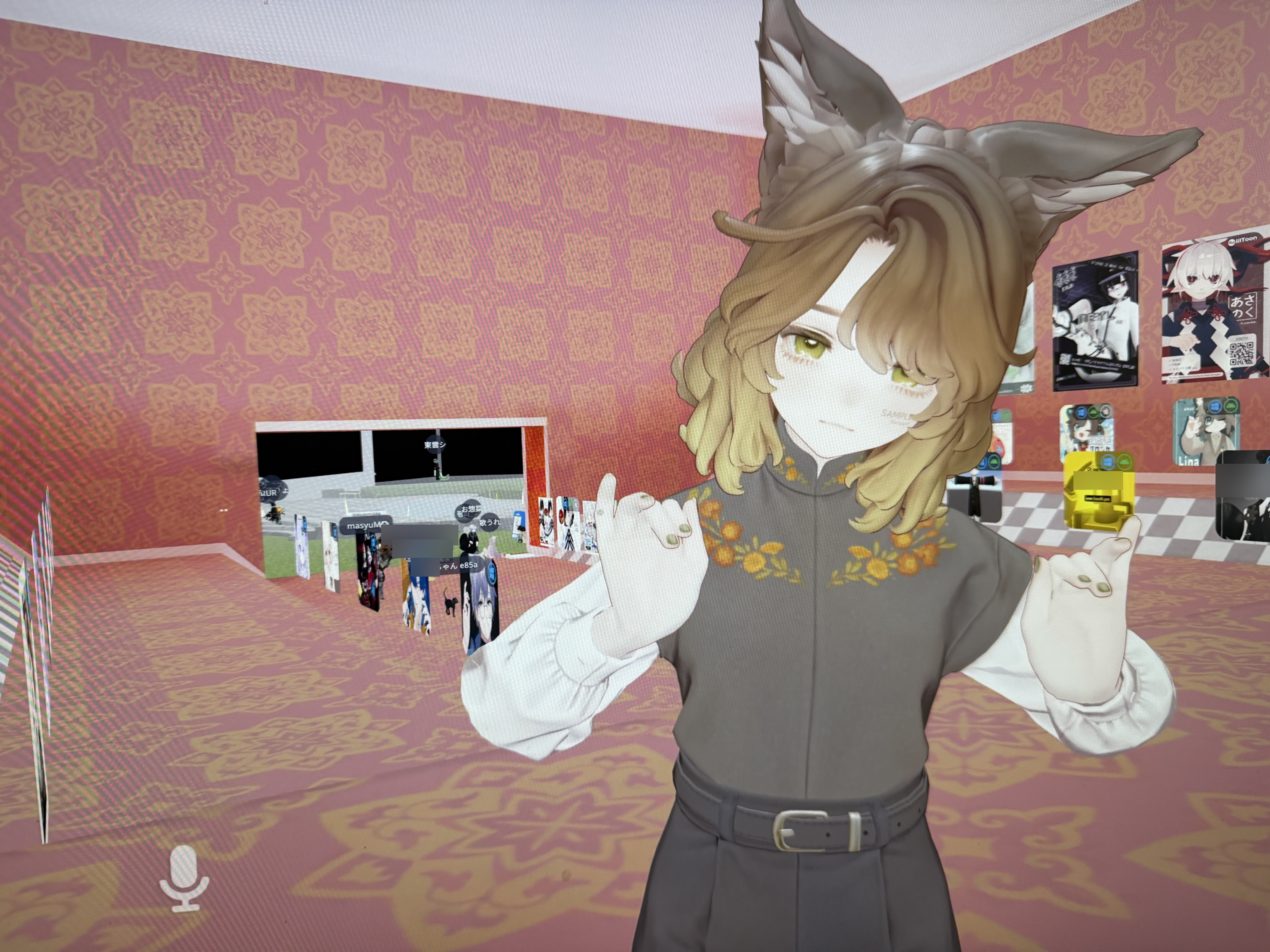 狐耳アバターで参加する様子。